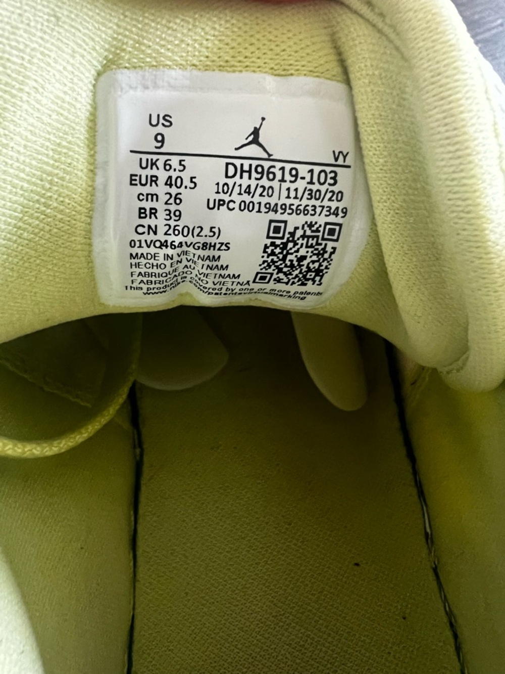 Jordan 1 Low Limelight Womens 9 - Picture 5 of 6